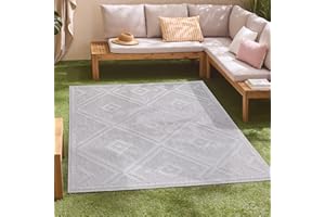 CARPET CITY Dywan Do Wnętrz i Na Zewnątrz – Kwadratowy 150 x 150 cm – Odporny Na Warunki Atmosferyczne, Na Balkon, Taras, Do Korytarza, Kuchni, Salonu – Wysoka