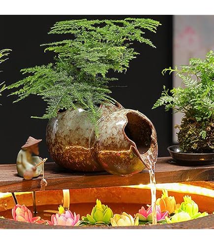 Wasserspiel Outdoor Brunnen Japanischer Stil Bambus Brunnen mit Pump-Kit  fr Hinterhof Rasen : Amazon.de: Garten