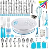 137 pieces cake accessories set (blue), stainless steel and PP material. Equipped with cake turners, scissors, nozzles and ot