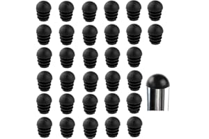 LEZED Tapas de Tubo Redondas para Sillas Tapón de Plástico Redondo Tapones Redondos de Plástico Negro Acanalados para Patas de Muebles Silla Mesa 32 Piezas (16mm)