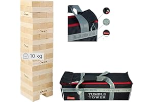 Ubergames Giant Wackelturm Spiel aus Eco Holz - Neu 2024 -Top Qualität Stapelturm - bis 90 cm Groß - in sehr Luxus Trage Tasche - Made in India - Eco Holz