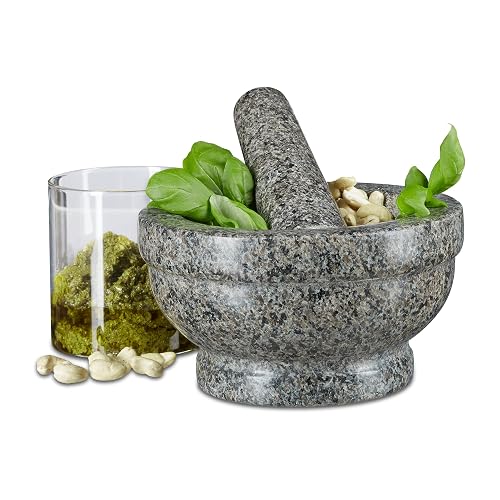 Relaxdays Granit-Mörser, Ø 17 cm