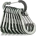Booms Fishing CC5 Multi-Use Carabiner Clips, 10 Pack 2.7" Small Caribeener Clips, Mini Keychain Caribeaner Clip, Aluminum D Ring Carabiners