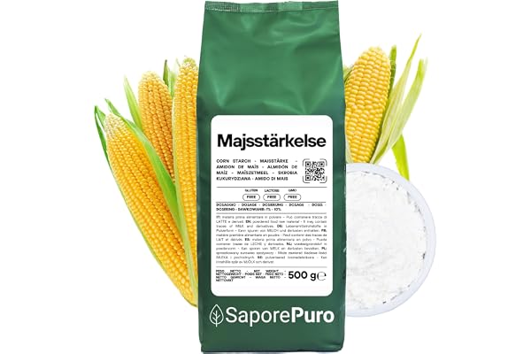SaporePuro Naturlig Majsstärkelse 500 g – Naturligt Förtjockningsmedel för Desserter, Krämer och Såser – Glutenfri och Vegansk