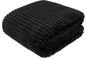 ‎COTTON MARKET Cottonmarket Decken 170x210 cm - Zweiseitig Tagesdecke - Kuscheldecke Flauschig für Wintergarten und Balkon - Blanket für Terrasse - Gartenmöbel Überwurfdecke - Felldecke Schwarz