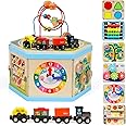 KABENFIS Wooden Activity Cube Toys with Train Tracks Educational Learning Toys