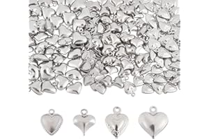 DICOSMETIC 200 pz 316 Pendenti e Ciondoli Cuore Gonfio In Acciaio Inossidabile Soffiato Star e Luna Pendenti e Ciondoli per Neckalace Braccialetto Creazione di Gioielli