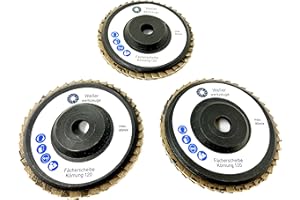 WELLERWERKZEUGE Juego de discos abrasivos de abanico, grano 120, 76 x 10 mm, apto para mini amoladora angular con batería como Bosch GWS 10,8 V 12 V para acero, madera y plástico (3)