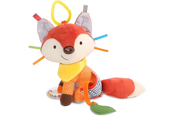 Skip Hop Peluche Renard d'Activités avec Anneau de Dentition - Jouet d'Éveil Naissance Bébé Interactif - Jeu Multisensoriel + Hochets - Stimule Dentition & Motricité - Facile à Tenir en Main