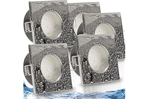 ‎TRENDLIGHTS24 trendlights24 Aqua Base Decken Einbaustrahler eckig IP65-5er Set ultra flach 50 mm LED Spots 5W 230V Warmweiß - Chrom glänzend Bad Feuchtraum