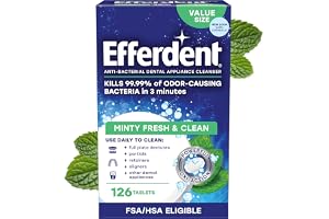 Efferdent Denture Cleaner Tablets, Minty Fresh & Clean, 126 Count | Retainer Cleaner, Use Daily To Clean Dental Appliances, Full Plate Dentures, Aligners & Mouth Guards