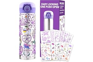 XOURSPATY Geschenke für Mädchen DIY Trinkflasche, Valentinstag Geburtstag Geschenk Mädchen 4 5 6 7 8 9 10 11 Jahre,Trinkflasche Selbst Gestalten mit Edelstein & Einhorn Aufklebern,Wasserflaschen Basteln Mädchen