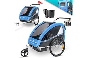 KESSER® Remolque para niños, Remolque para Bicicletas Sport-RX, 2 en 1, función Jogger, Remolque para Bicicletas para niños + cinturón de Seguridad de 5 Puntos, Rueda Delantera 360°