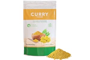 Nortembio Curry in Polvere 100 g. 100% Origine Naturale. Curry Piccante Senza Additivi o Conservanti, Vegano e Senza Glutine. Curry Macinato per Cucina Indiana. E-Book con Ricette Incluso.
