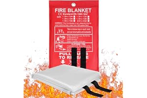 Flintronic Eldfilt, 1,5 m x 1,5 m nödeldfilt för kök, snabb utvikning, eldfiltar i glasfiber med öglor, flamskyddande eldfilt för hem, kontor, husvagn, skola