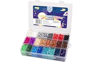La Manuli Perline da Stirare per Bambini 4500pcs 5 mm 24 colori Artigianali fai da te Pyssla Compatible, in Scatola Organizer (colori scuri)