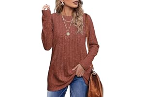 Jescakoo Damen Pullover Casual Rundhals Langarmshirt Leichtes Herbst Strickpullover Winer Oberteile