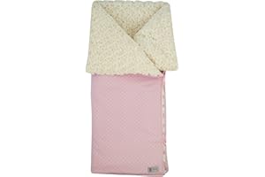 BORDA Y MÁS Saco Arrullo para Bebés – Convertible en mantita - Relleno Extraíble - 95 x 72 cm - Mantiene el Calor – Normandie Topitos Rosa - Hecho en España - Nenel