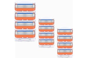 ISSIMOBER 12PCS Men’s 5-Layer Razor Blades Compatible with Gillette Fusion 5, Precision Blades with Lubrication Strip – Perfect for Home, Office, Father, and Boyfriend Gifts