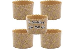 ANIMALUJOS BONDIBUY 5 Moldes Panettone de 750 gr, Molde Panettone Desechable, Molde de Panettone, Moldes Papel Panettone