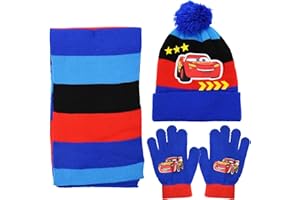 BSNRDX Kinder Wintermütze Schal Handschuhe Mädchen Set 3PC Racing Car Wintermütze Handschuhe Warme Beanie Winter Mütze Strickmütze Loop Schal Handschuhe Set Geschenk für Outdoor Sport Unisex