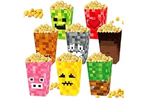 BACH AND BOOZY 12PCS Pixel Geburtstag Party Dekoration Pixel Party Goodies Süßigkeiten Popcorn Boxen Geschenk Dekoration Zubehör Spiel Fans Dekore