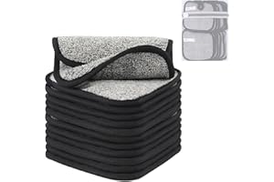 SINLAND Mikrofaser Make-up Entferner Tuch 12 Stück weiches Gesichtsreinigungstuch saugfähiges Waschlappen Waschbar Gesichtstücher Grau 15cmx15cm