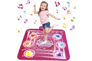 Barn musik dansmatta, flera spellägen, 6 lysande knappar, 3–12 år, gåva | Främjar reaktion, minne, rytm och koordination när du spelar. För pojkar och flickor, som födelsedagspresent.