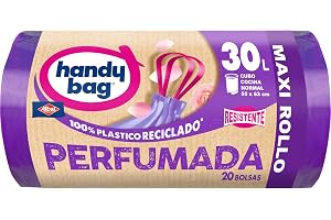 Handy Bag 30 l doftande soppåsar, trefaldigt robust, droppfritt, självtätande, 100% återvunnen plast, 20 stycken