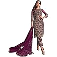 RUDRAPRAYAG Net And Santoon Straight Salwar Suits For Women | Semi Stitched Suit For Women 2023 l Gown In Clothing & Accessories