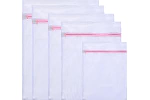 Wenrescry 5 Piece Laundry Net Set - Coarse Mesh, Rectangular Laundry Bag with Zip, Protective and Prevents Deformation, Ideal for Sensitive Clothes, Sweaters, Shirts, Underwear