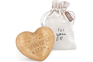 ‎LOVILEE LOViLEE Du schaffst das - Handschmeichler Holz Glücksbringer Prüfung - Holz Herz inkl. Geschenkbeutel & Grußkartenset - Mutmacher Geschenk, Schutzengel Geschenk, Gute Besserung Geschenke Frauen