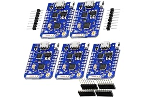 AZDelivery 5 x D1 Mini Pro 4MB ESP8266 ESP-8266EX CP2104 WiFi External Antenna Connector Micro USB Serial Converter IoT Development Board PWM/12C/1-Wire compatible with Arduino Including E-Book!