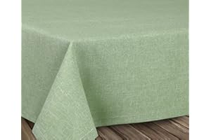 ‎BEAUTEX BEAUTEX fleckenabweisende und bügelfreie Tischdecke - Tischtuch mit Lotuseffekt - Tischwäsche in Leinenoptik, Eckig 135x200 cm, Hellgrün