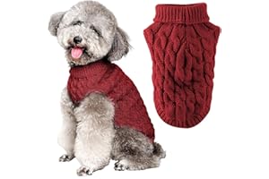 FWLWTWSS Dog Jumper Large, Turtleneck Puppy Jumper, Knitted Dog Jumpers for Small Medium Dogs and Cats, Soft Comfortable Dog Clothes for Autumn, Winter Outfit(RED XL)