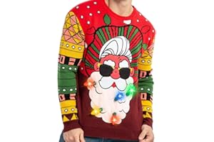 JOYIN Brzydki sweter bożonarodzeniowy, męski, zabawny Ugly Christmas Sweater LED z wbudowanymi żarówkami, zestaw rodzinny, renifer, sweter bożonarodzeniowy dla rodzin/mężczyzn