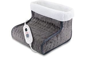 Ufesa Flexy Heat H BM Bota Térmica Électrica, Calientapiés, Manta Calefactora para Pies, 100W, Hasta Talla 47 (EU), 3 Niveles de Temperatura, Apagado Automático, Lavable, Calor Envolvente, Gris Oscuro