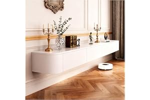 KSYGINXD Unidad De TV Flotante, Mueble De TV Montado En La Pared, Mueble Bajo para TV De Pie O Colgante, Consola Multimedia para Centro De Entretenimiento(Blanco,300x24x20cm)