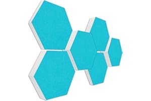 platino24 3D-Set Schallabsorber Colore aus Basotect G+ mit Akustikfilz, 6 Waben in Türkis je Ø30cm, Verbesserung der Raumakustik