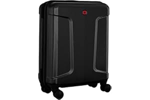 WENGER Legacy DC Carry-On 14 Handgepäck Trolley mit 4 Rollen, 39 (44) l, Hartschale, Damen Herren, Business-Reisen Urlaub, Schwarz, 610865