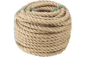 JOIKIT 12mm x 30m Natural Jute Rope, 98 Feet Twisted Hemp Rope, Braided Jute Rope for Hanging, Craft, Decoration