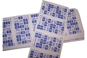 KEKA 210 Cartones para Bingo de 90 Bolas (Azul) Reutilizables con fichas (no Incluidas) o de Usar y Tirar tachándolos (120 cartones + 90 sin Coste añadido)