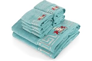 B&Z LUXURY Set Asciugamano da bagno 500gr pregiato BAMBOO e cotone 2 teli doccia 4 asciugamani viso 2 panni bidet SUPER assorbenti SOFFICI telo mani ospiti palestra certificati oekotex (Turchese, Set 8)