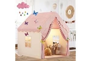 SMGBWAY Tienda de Campaña Infantil, Tienda de Princesa, Tienda de campaña para niños con Nubes, Mariposas, Casa de Juegos para Interiores y Exteriores, Casitas Infantiles Jardin para Niños 3 a 13 años (PK)