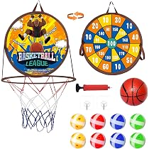 Panier De Basket Et Jeu De Fléchettes 2-en-1 Chithor - Jouet Sportif Pliable Pour Enfants