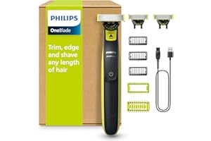 Philips Oneblade 360 Hybrid Face + Body, Elektrisk Skäggtrimmer, Rakapparat Och Kroppsgroomer, Med 360-Bladsteknik, 2X 360-Blad För Ansikte, 3X Stubbkam (1,3,5 Mm), 1X Kroppssats, Modell Qp2824/31