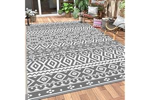 WAKSOX Outdoor Rug for Patios 180 x 270cm Waterproof Reversible & Easy Cleaning Plastic Straw Floor Mat Picnic Blanket Recycled UV Resistant Area Rugs for RV Camping Picnic BBQ Balcony Beach