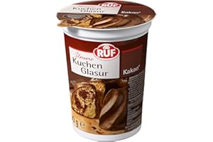 ‎RUF RUF Kuchen-Glasur Kakao im Becher, mikrowellengeeignet, zum Glasieren & Dekorieren von Kuchen, Torten, Muffins & Gebäck, glutenfrei, 1 x 500g