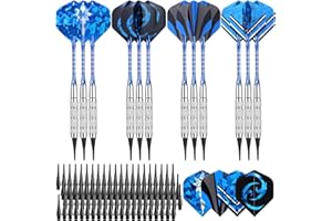 GWHOLE Set of 12 Soft Dart (18g) with 16 Dart Flights and 200 Plastic Tips Points for Electronic Dartboard