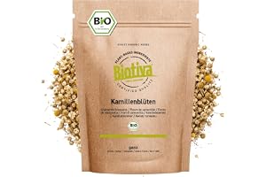 Biotiva Kamomill blomma te organisk 500g - Högsta kvalitet ekologiska hela kamomillblommor - kamomill - Organic Kamomillte - flaska och kontrolleras i Tyskland (DE-ECO-005)